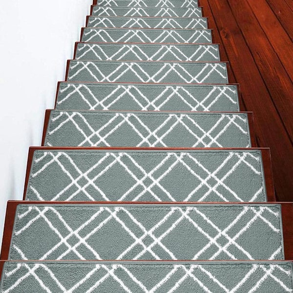 Vintage Collection Teal 9 in. x 28 in. Polypropylene Stair Tread Cover (Set of 15)