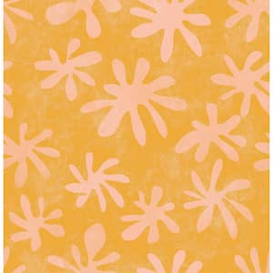 Orange Orange Field of Flowers Peel and Stick Wallpaper Sample