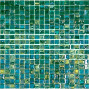 Skosh Glossy Grenn-Blue 11.6 in. x 11.6 in. Glass Mosaic Wall and Floor Tile (18.69 sq. ft./case) (20-pack)