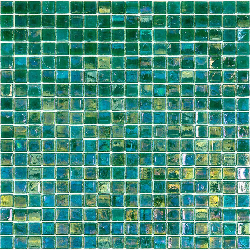 Apollo Tile Skosh 4 in. x 6 in. Glossy Grenn-Blue Glass Mosaic Uniform Square Wall & Floor Sample Tile (0.13 Sq. ft./Piece) (1-Pack)