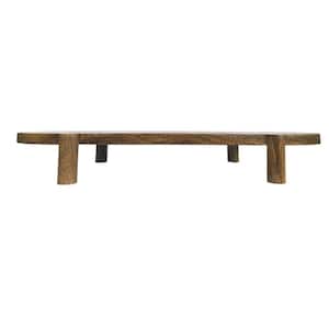 19.5 in. W x 2.5 in. H Rectangle Natural Brown Long Mango Wood Pedestal Serving Tray