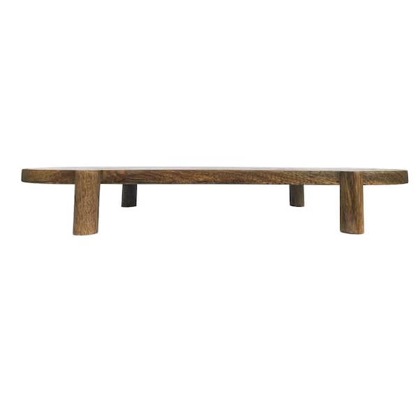 Storied Home 19.5 in. W x 2.5 in. H Rectangle Natural Brown Long Mango Wood Pedestal Serving Tray