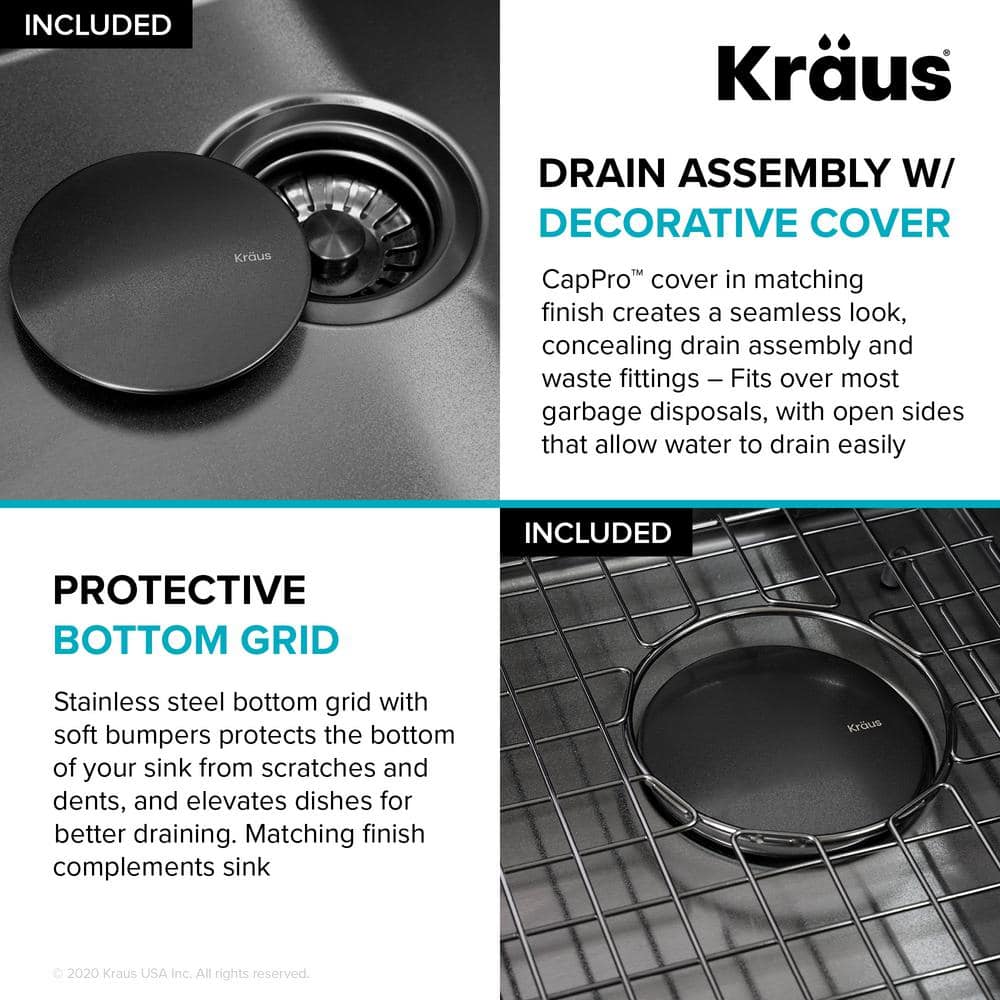 Kore 33" Black Stainless Steel Drop-In Single Bowl Kitchen Sink