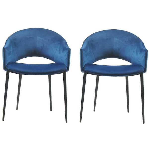 Unbranded Puff Paste Harmony Blue Upholstery Dining Chair with Conic Legs (Set of 2)