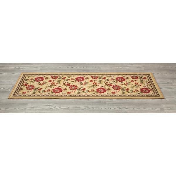 Ottomanson Basics Collection Non-Slip Rubberback Bordered Design 2x5 Indoor Runner Rug, 1 ft. 8 in. x 4 ft. 11 in., Light Gray