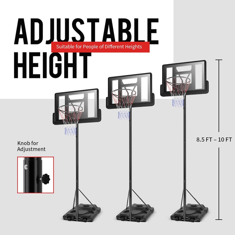 Adjustable Portable Basketball Hoop with Polycarbonate Backboard and Wheels