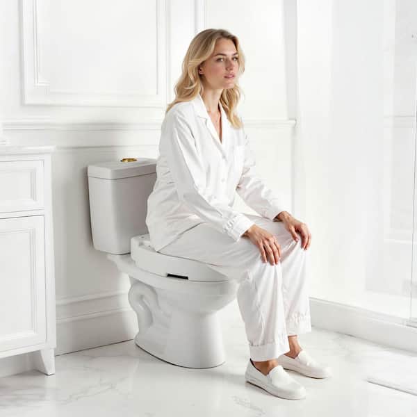 19.3 in. x 14.2 in. Elongated Toilet Seat in White, 300 lbs. Capacity, 3.5 in. Lift, Commode Riser with Enlarged Opening