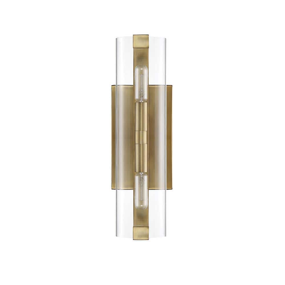 Winfield Dimmable Brass & Black Wall Sconce with Clear Glass
