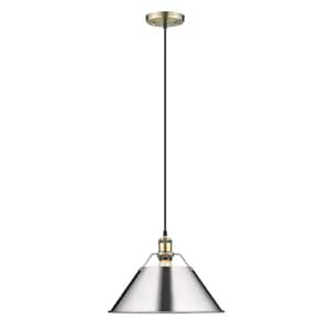 Orwell AB 1-Light Pendant - 14 in. in Aged Brass with Chrome Shade