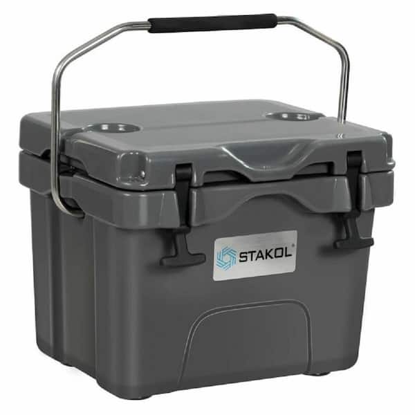 Amucolo 16 qt. 24-Can Capacity Gray Portable Insulated Ice Cooler with 2-Cup Holders