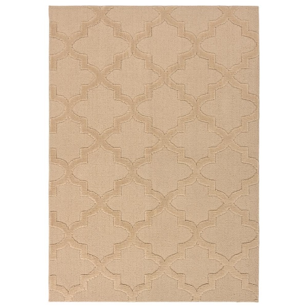 Garland Rug Quatro Tan 5 Ft. x 7 Ft. Quatrefoil Polypropylene Rectangle Area Rug