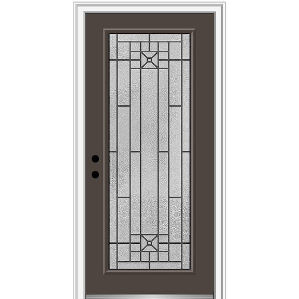 MMI Door 36 in. x 80 in. Courtyard Right-Hand Full-Lite Decorative Painted Fiberglass Smooth Prehung Front Door, 6-9/16 in. Frame