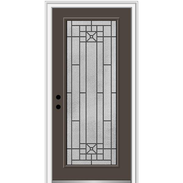 MMI Door 32 in. x 80 in. Courtyard Right-Hand Full Lite Decorative Painted Fiberglass Smooth Prehung Front Door, 6-9/16 in. Frame