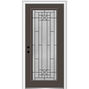 34 in. x 80 in. Courtyard Right-Hand Full Lite Decorative Painted Fiberglass Smooth Prehung Front Door, 6-9/16 in. Frame