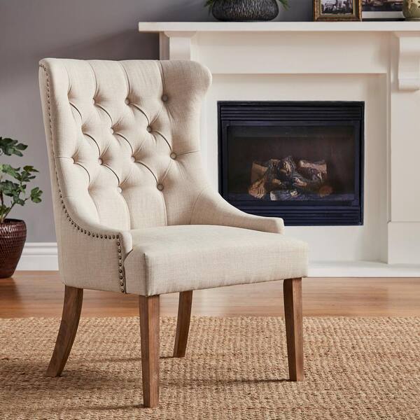 tufted beige chair