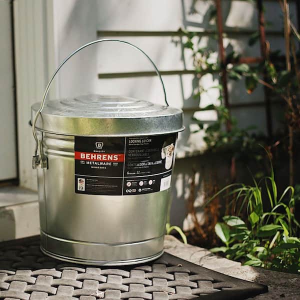 Behrens 6 Gallon Galvanized Steel Round Trash Can with Locking Lid