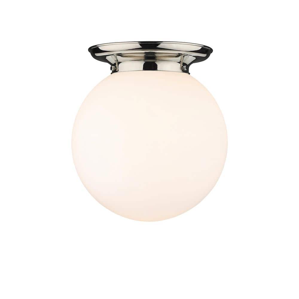 Beacon 14 in. 1-Light Polished Nickel Art Nouveau Flush Mount with Seeded Glass Shade price history on PriceWatchPro