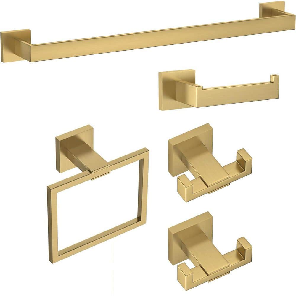 Bathroom Single Towel Holder Black Accessories Set Wall Mounted Towel Rack 
