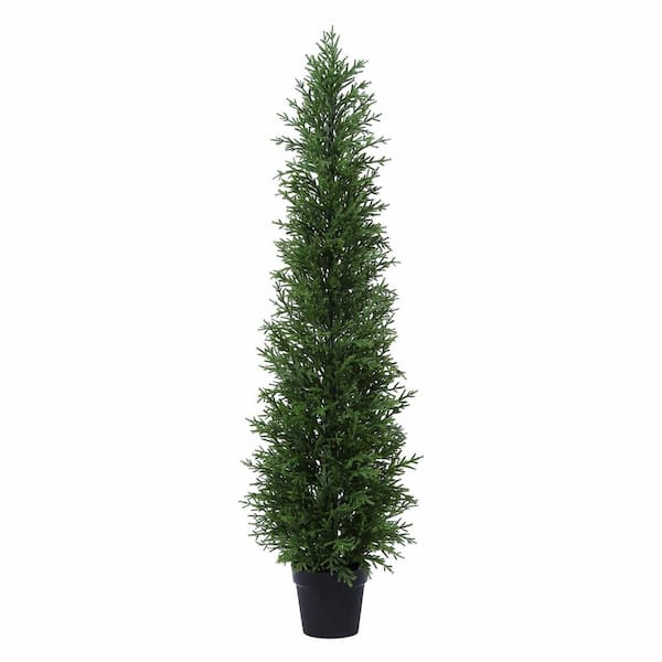 DR.Planzen 5 ft. Artificial Coral Cedar Tree, Realistic Indoor Decorative Faux Plant with Lifelike Branches and Leaves