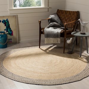 Cape Cod Ivory/Steel Gray 4 ft. x 4 ft. Round Border Area Rug