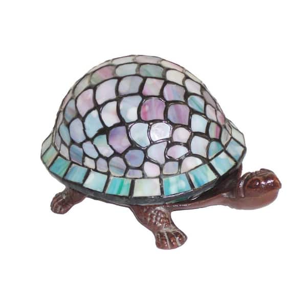 Warehouse of Tiffany 4 in. Turtle Brown/Blue Accent Lamp