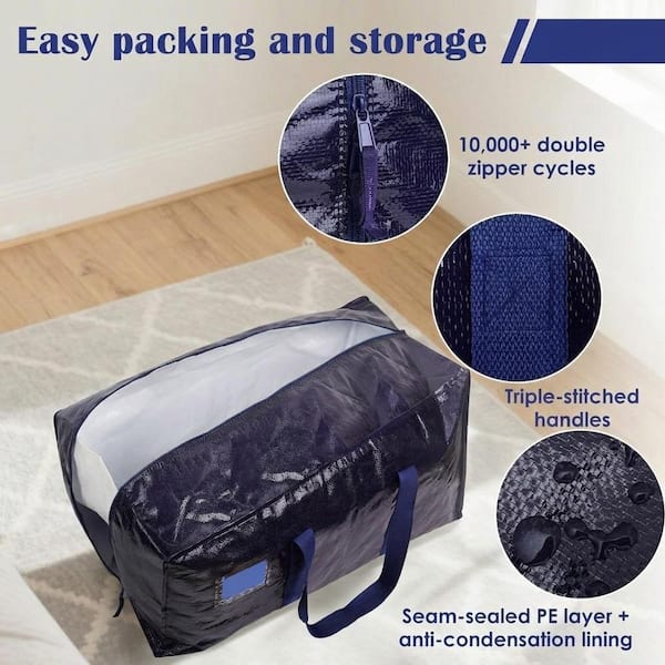 Anqtovp Blue 6 Pack Extra Large 93L Heavy Duty Waterproof Moving