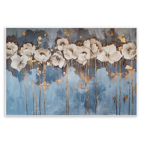 Stupell Industries Gold Drip Peonies by LSR Design Studio Unframed Nature Graphic Art Print 13 in. x 19 in.