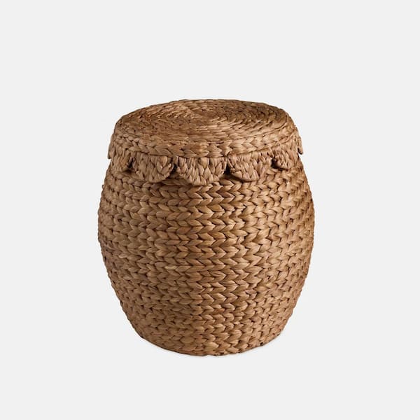 Brown 17 in. x 19.5 in. Wicker Decorative Basket with Lid
