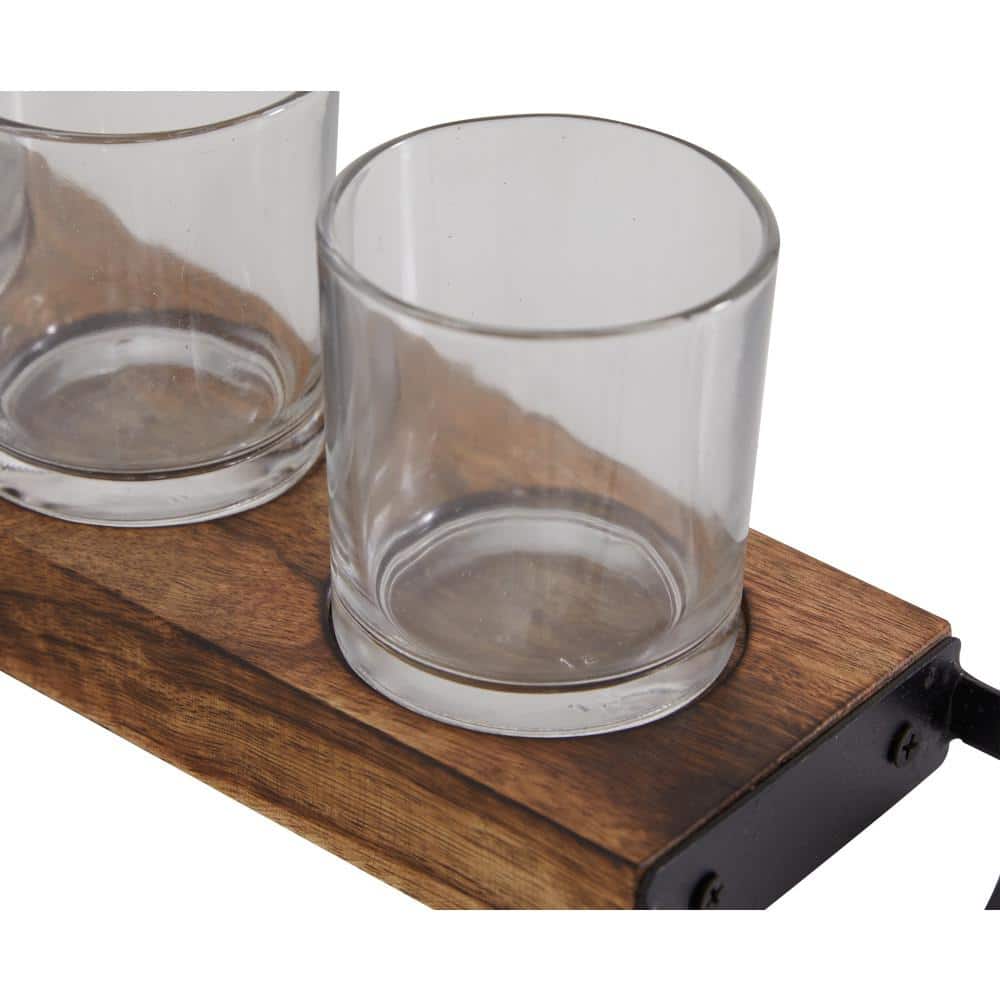 Rustic Elegance Mango Wood 8-Votive Candelabra Set
