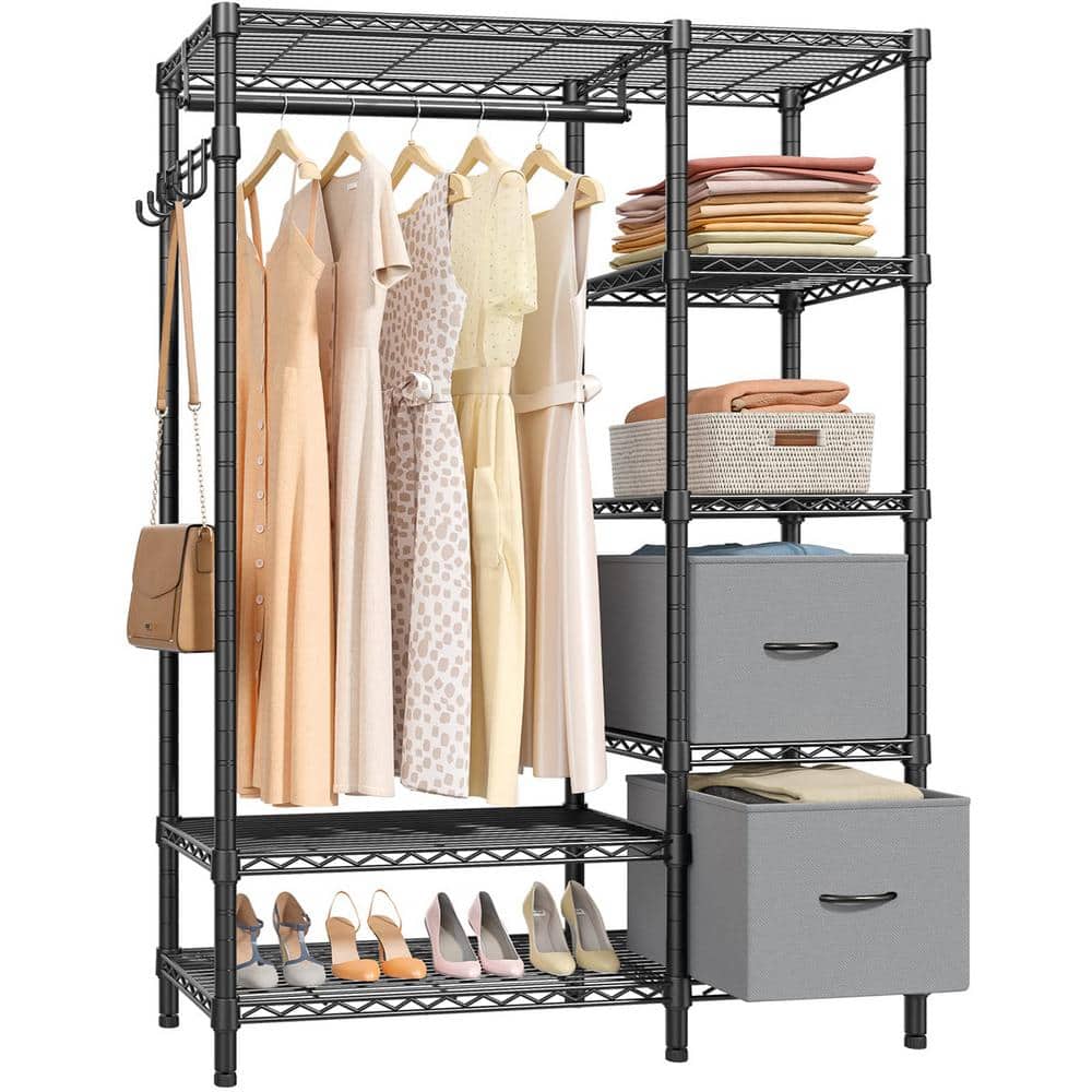 Black Metal Garment Clothes Rack 45 in. W x 71 in. H