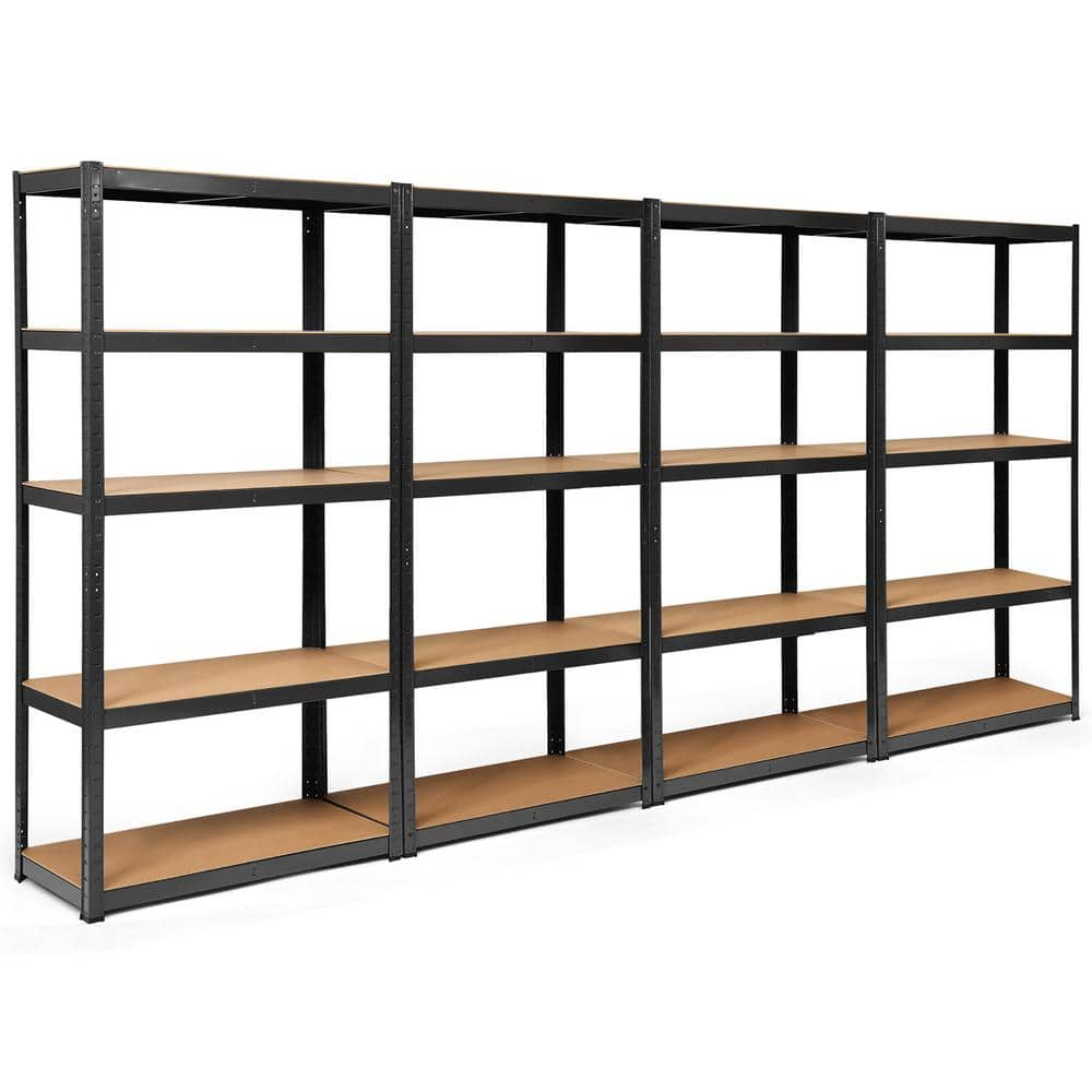 Costway 4PCS Black 5Tier Heavy Duty Steel Garage Storage Shelving Unit