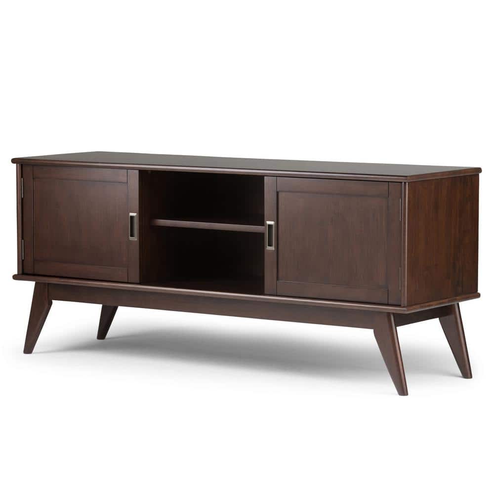 Medium Auburn Brown Rubberwood TV Cabinet with Shelves