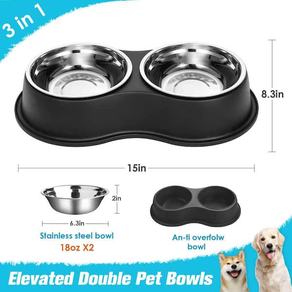 Double Dog Bowls Stainless Steel Non-Slip Resin Station for Puppy