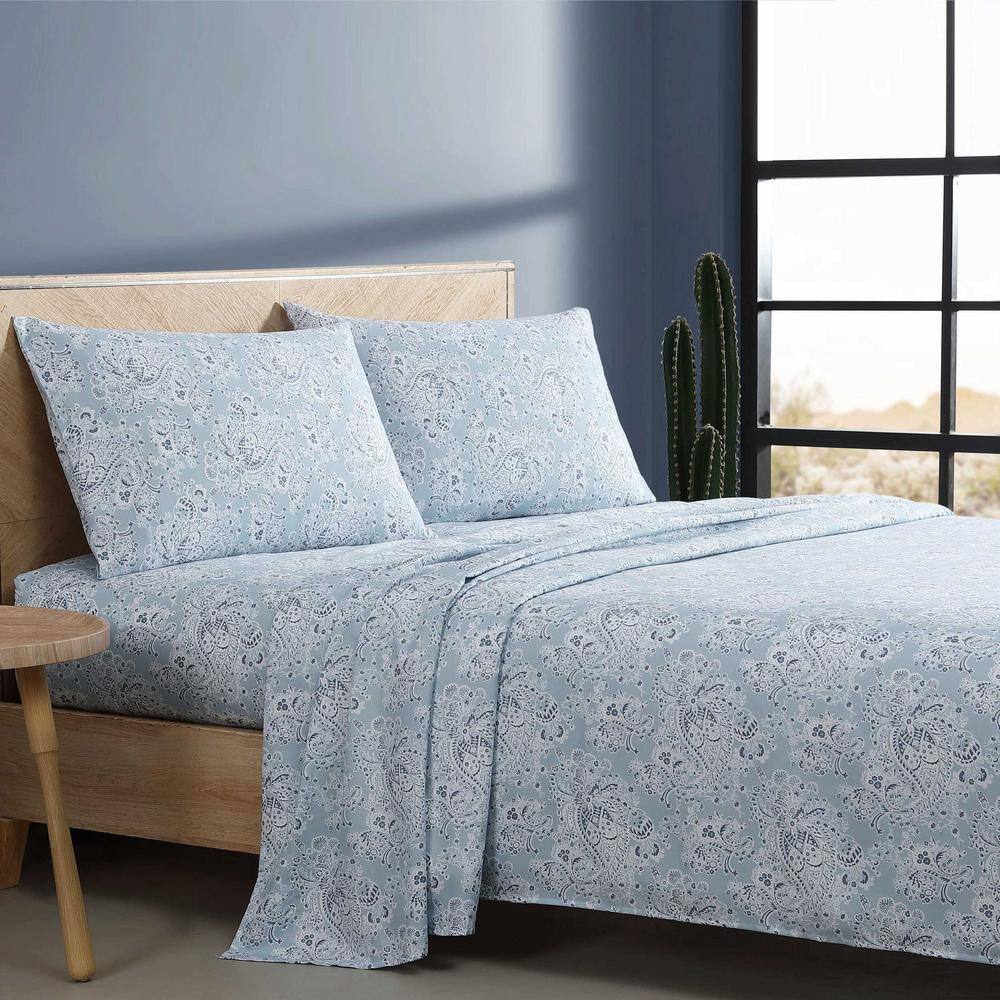 Prairieland Paisley Blue King Microfiber Sheet Set
