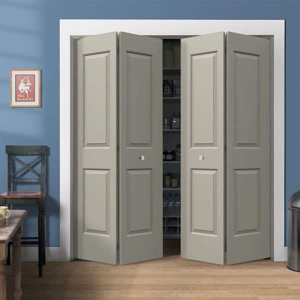 72 in. x 80 in. Carrara 2 Panel Hollow Core Desert Sand Painted Molded Composite Closet Bi-Fold Double Door