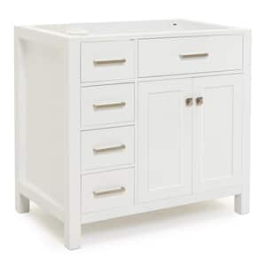 Bristol 36 in. W x 21.5 in. D x 34.5 in. H Freestanding Bath Vanity Cabinet without Top in White