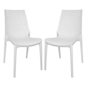 Kent Plastic Outdoor Dining Chair in White Set of 2