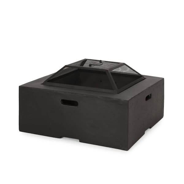 29 in. W x 17.2 in. H Square Wood Burning Outdoor Fire Pit in Grey