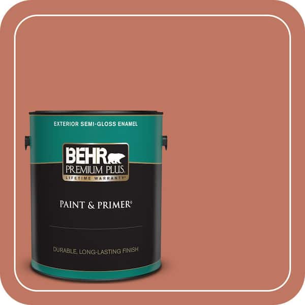 BEHR PREMIUM PLUS 1 gal. #210D-6 Caribbean Coral Semi-Gloss Enamel Exterior Paint & Primer