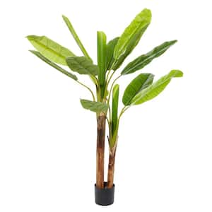64 in. H Banana Leaf Artificial Tree with Realistic Leaves and Black Plastic Pot