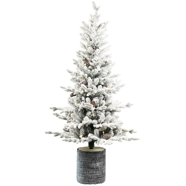 3 ft. Pre-Lit LED Full Spruce Tabletop Artificial Christmas Tree with 70 Twinkling Warm White Lights and 7 Pine Cones