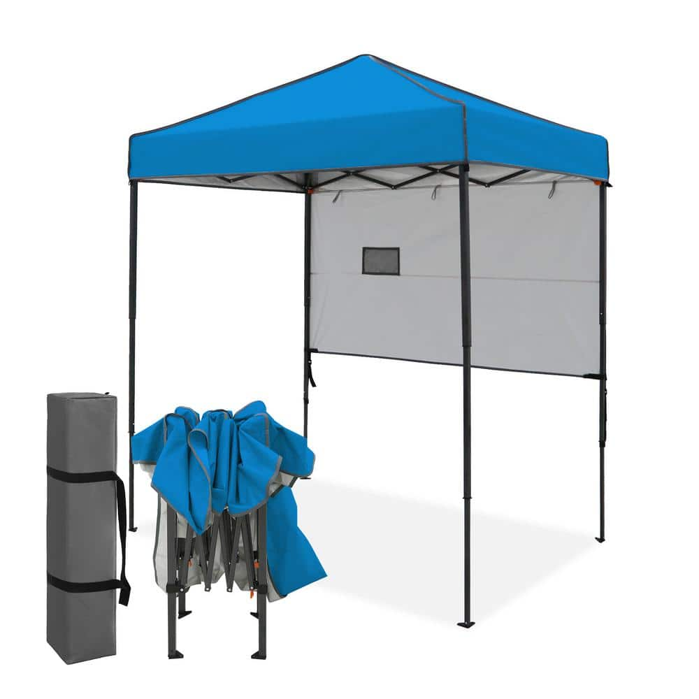 EAGLE PEAK 5 ft. x 5 ft. Blue Pop Up Canopy with 1 Removable Sunwall  E25SW1-BLU-AZ - The Home Depot