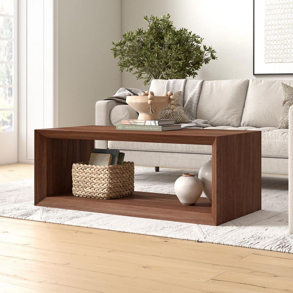 Meyer&Cross Osmond 48 in. Satin Walnut Rectangle MDF Top Coffee