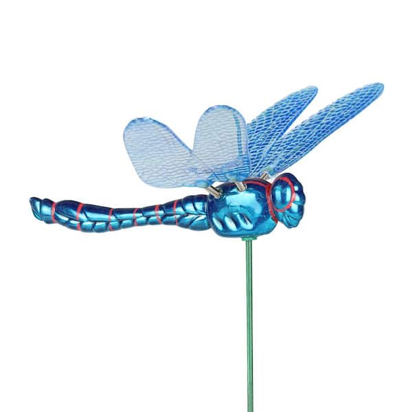 Exhart WindyWing Dragonfly 1.28 ft. Blue Plastic Plant Stake 50153