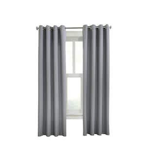 Margaret Grey Polyester Textured 52 in. W x 108 in. L Grommet Indoor Light Filtering Curtain (Single-Panel)