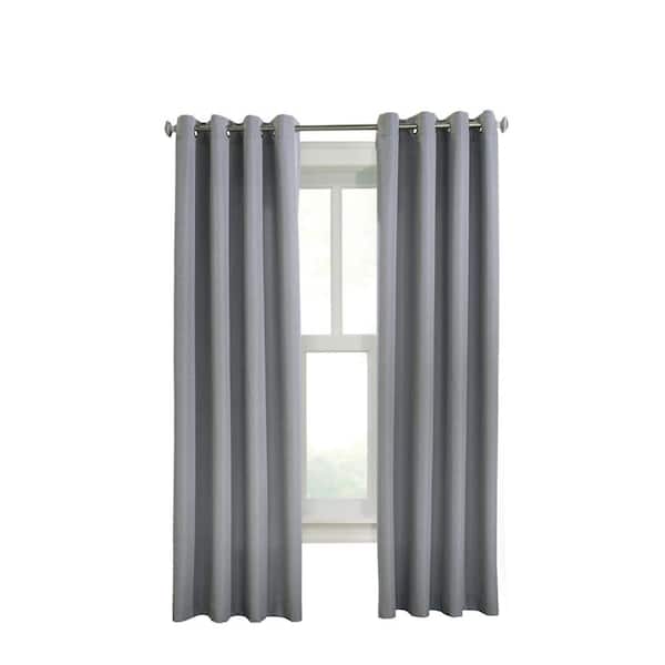 Habitat Margaret Grey Polyester Textured 52 in. W x 108 in. L Grommet Indoor Light Filtering Curtain (Single-Panel)