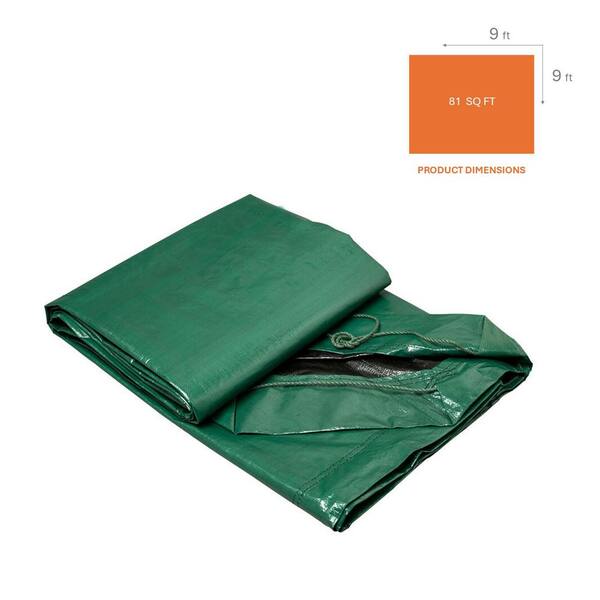 Everbilt 9 ft. x 9 ft. Green Heavy Duty Tarp with Drawstring 99DS