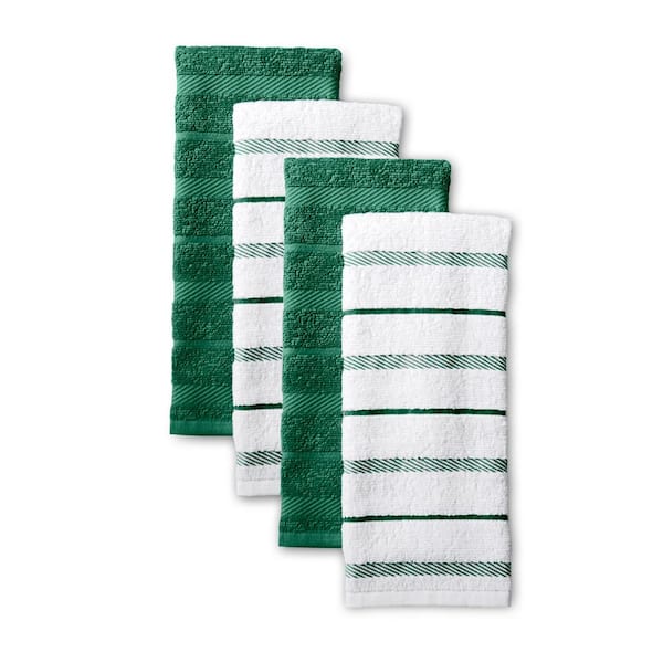 Dark Green Kitchen Towels With Herb Fabric Applique Kitchen