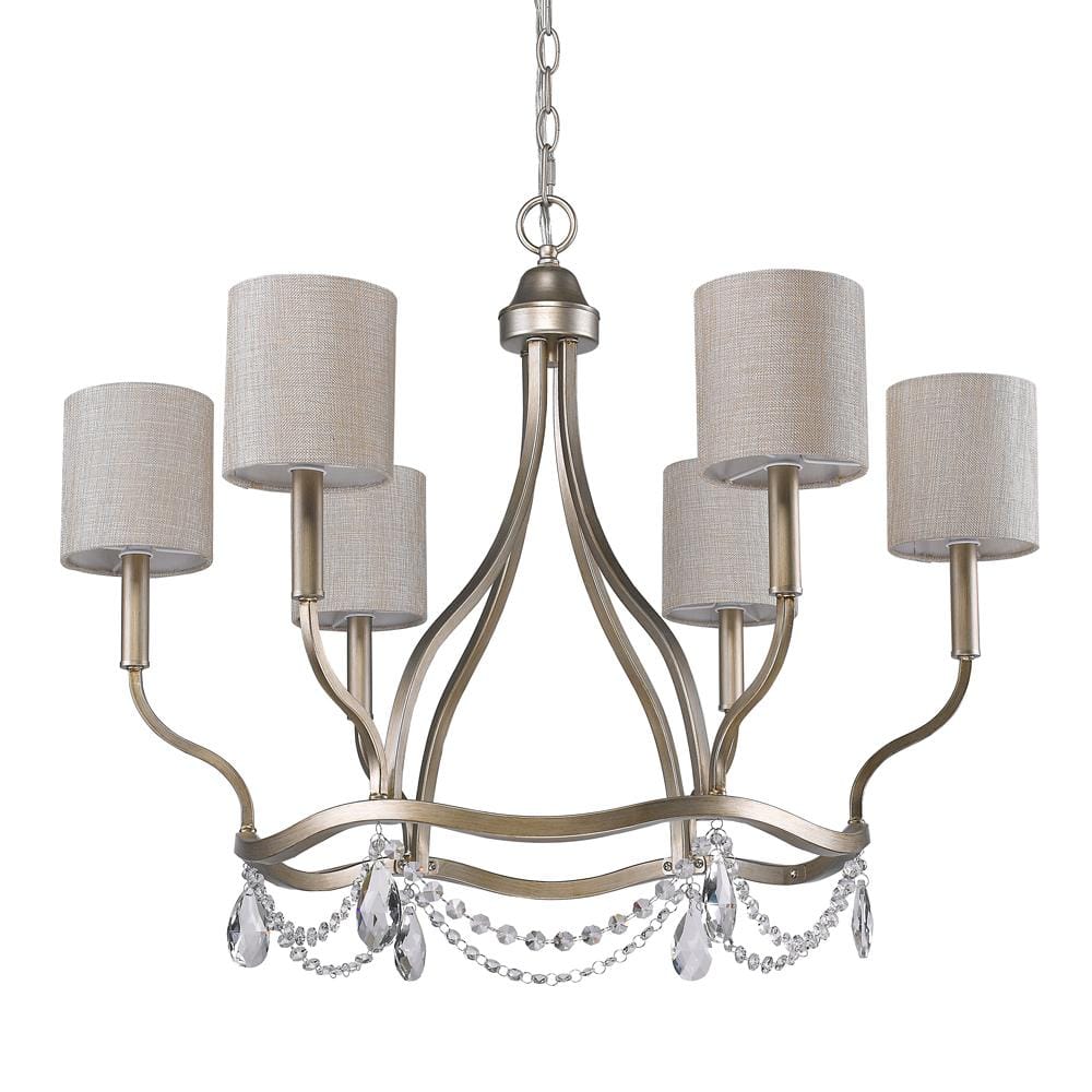 Margaret 6-Light Indoor Washed Gold Chandelier with Fabric Shades price history on PriceWatchPro