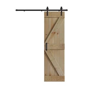 K Series 24 in. x 84 in. Unfinished DIY Knotty Pine Wood Sliding Barn Door with Hardware Kit